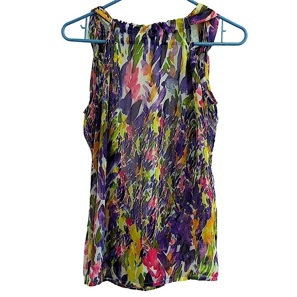 Cabi Bright Print V Neck Semi Halter Style Blouse Style #730 Size Small - Picture 6 of 12